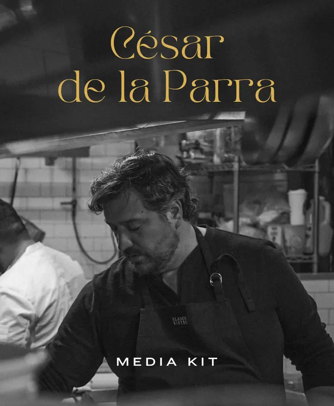 Portada del media kit de César de la Parra