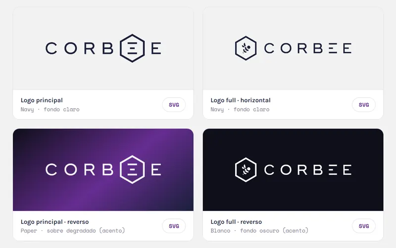 Logotipo de Corbee en sus versiones principales