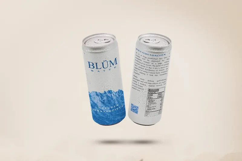 Latas de Blüm Water, vista lateral
